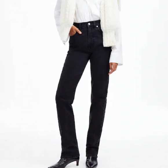 Madewell 90s Straight Leg Denim Jeans | Charcoal / Black Dark Denim - Picture 8 of 9